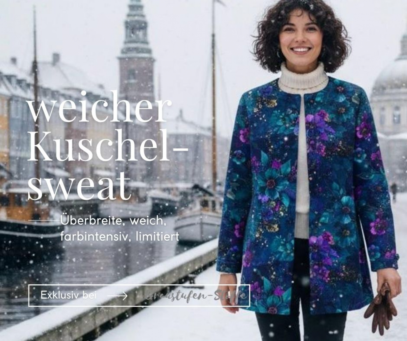 Velvet-Kollektion: Saphir-Reflexion I Kuschelsweat mit Überbreite